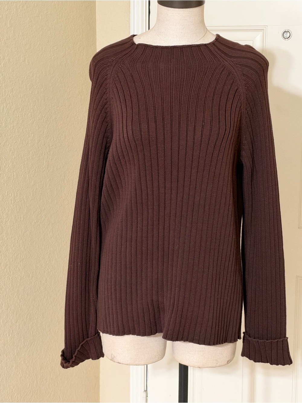 Jones New York Sport Brown Ribbed Sweater Sz XL